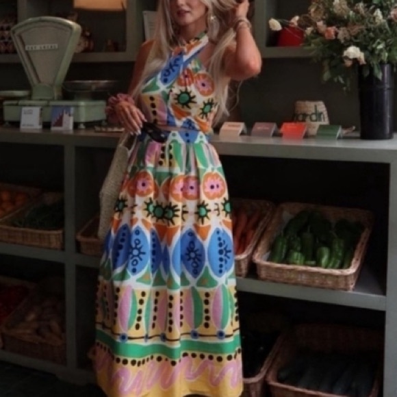 ZARA Colorful Cotton Abstract Batik African Print Halter Crop Top - Picture 8 of 8